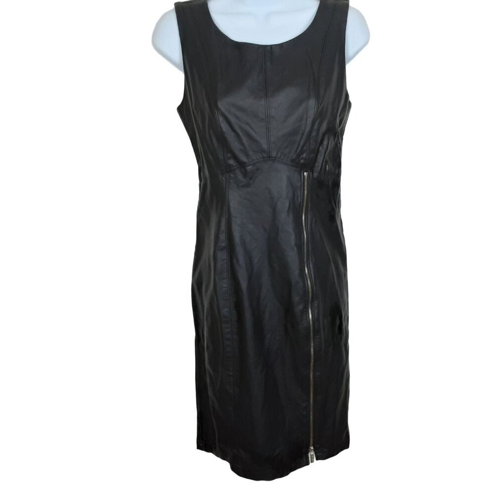 Kardashian Kollection Womens Dress Size Small Faux Leather Front /Back Zip Black